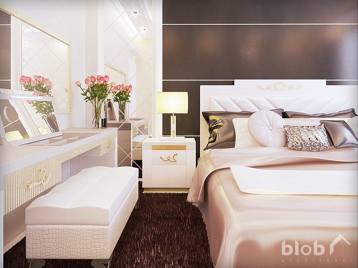 BLOB Architekci, Magdalena Lorek-Biela, sypialnia w stylu glamour